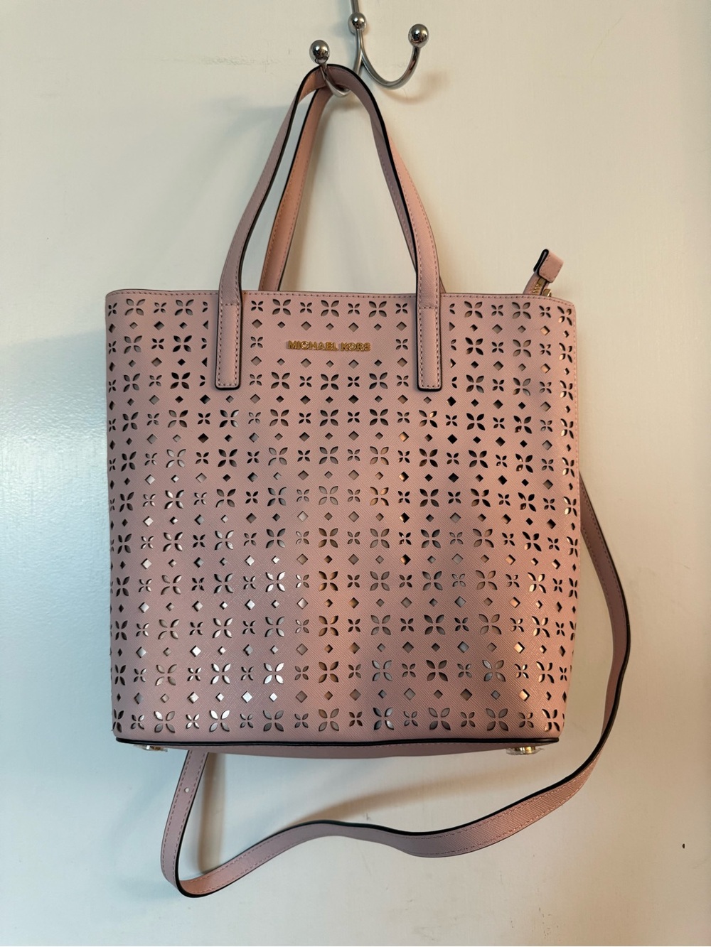 Michael Kors Hayley Blush Pink Perforated leather Tote